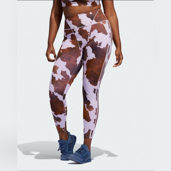 Womens NWOT Adidas Ivy Park Cow Print Performance‎ Leggings - Picture 1 of 8